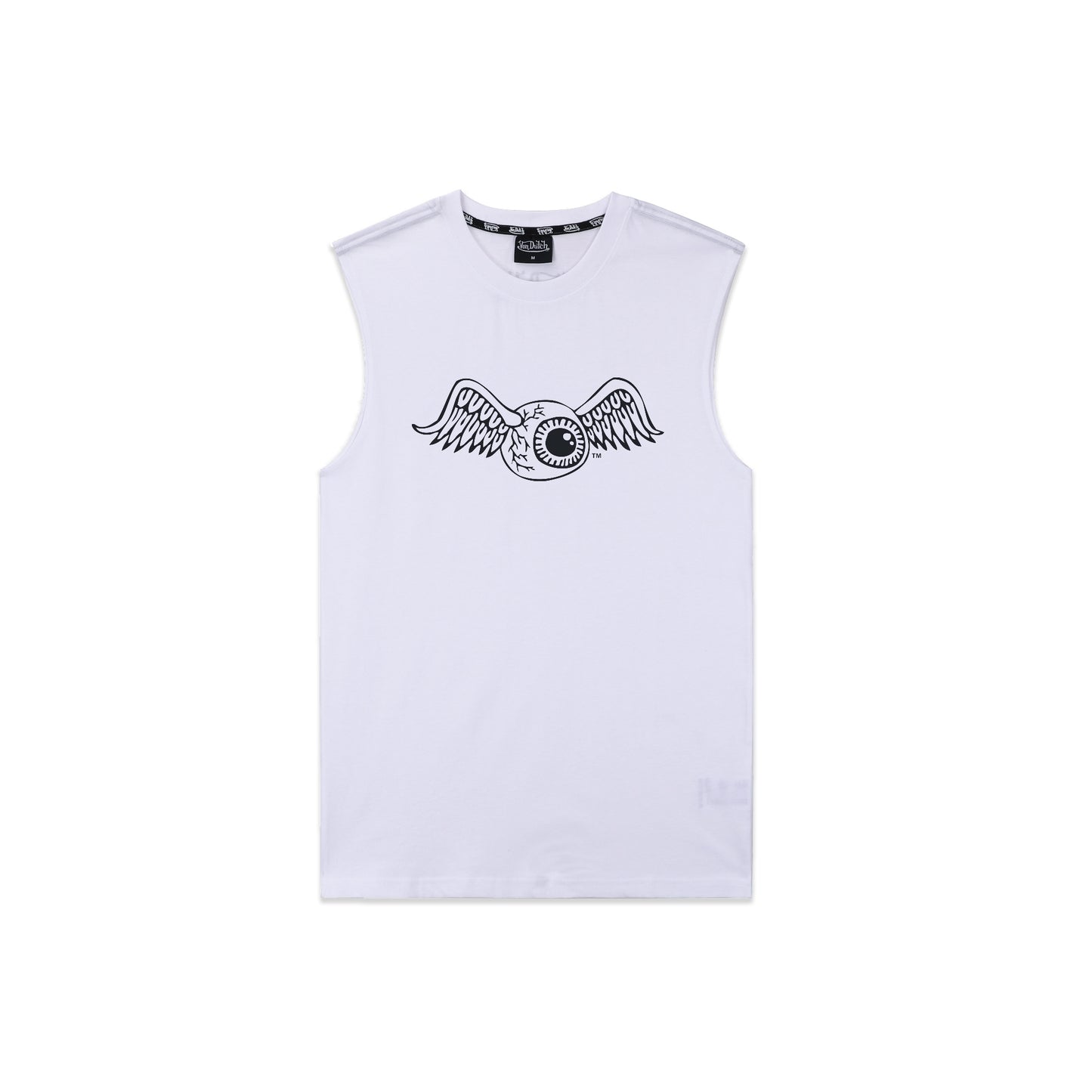 Von Dutch Unisex Flying Eyeball White Sleeveless T-Shirt